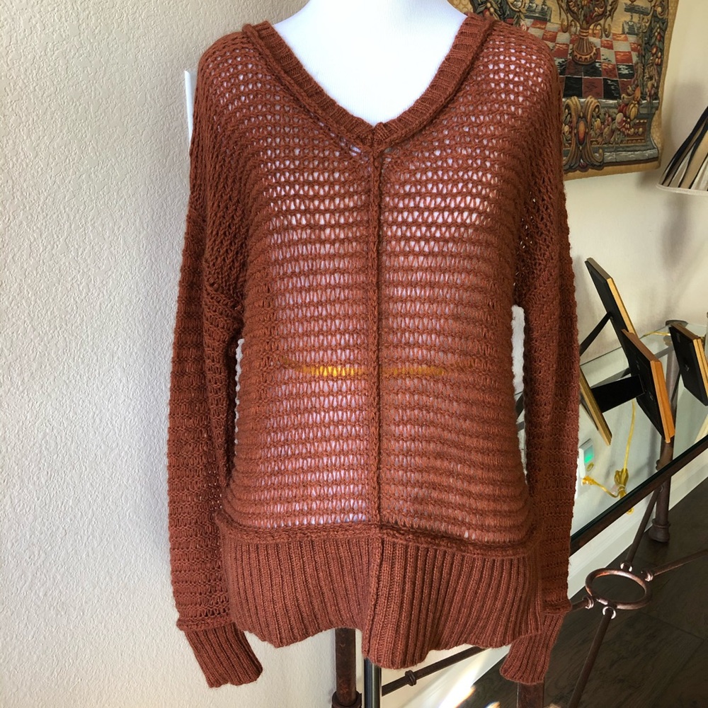 EILEEN Fisher Rust V-Neck Sweater